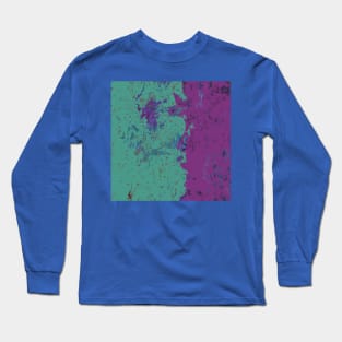 Fiber Art: Purple Teal Blue Green Abstract from fabric with digital changes Long Sleeve T-Shirt